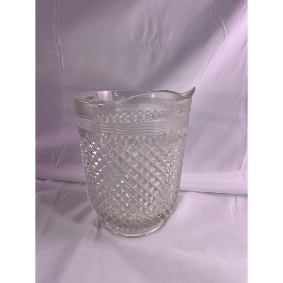 Vintage Crystal Anchor Hocking Miss America Depression Glass Pitcher Diamont Cut - Picture 5 of 12